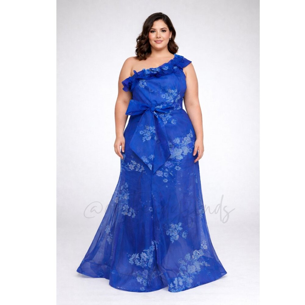 Taylor Women's Ruffled One-Shoulder Organza Gown Size 16 NWT